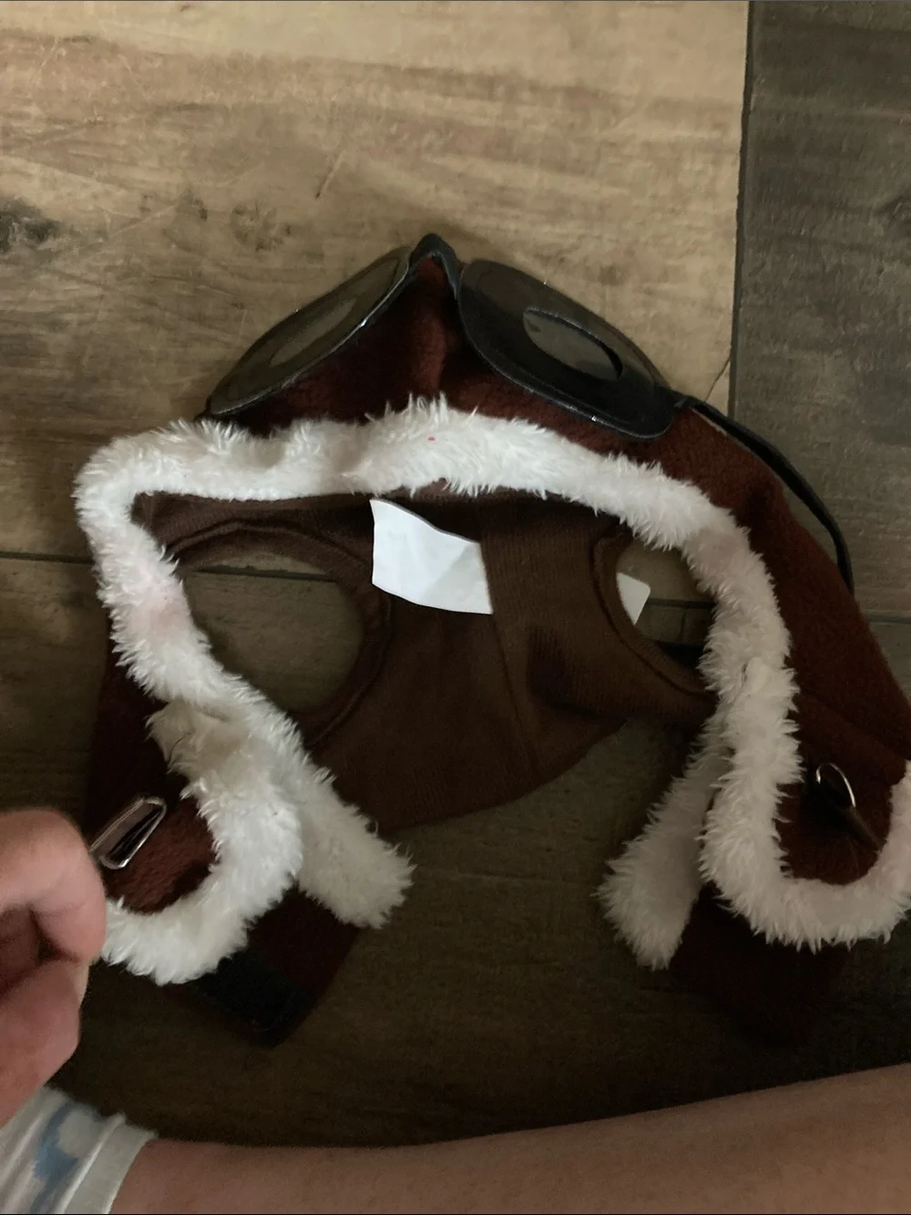 M/L Brown Fleece Dog Aviator Hat with Goggles